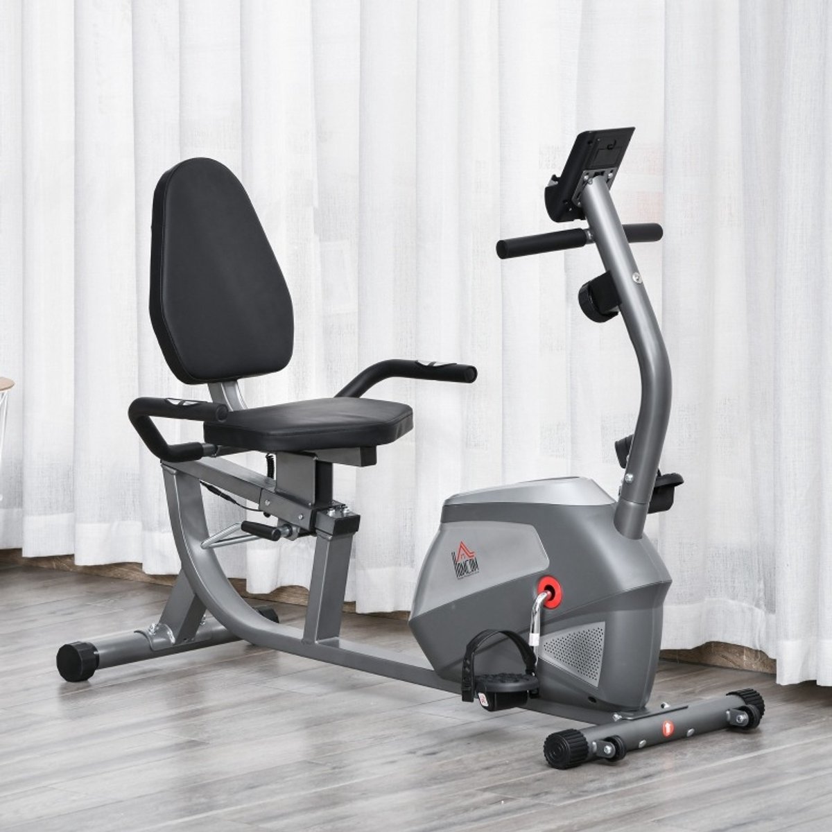 MODFU - Ligfiets - LCD-Monitor En 8-Traps Magneetweerstand - Met Hartslagsensoren - Zilvergrijs