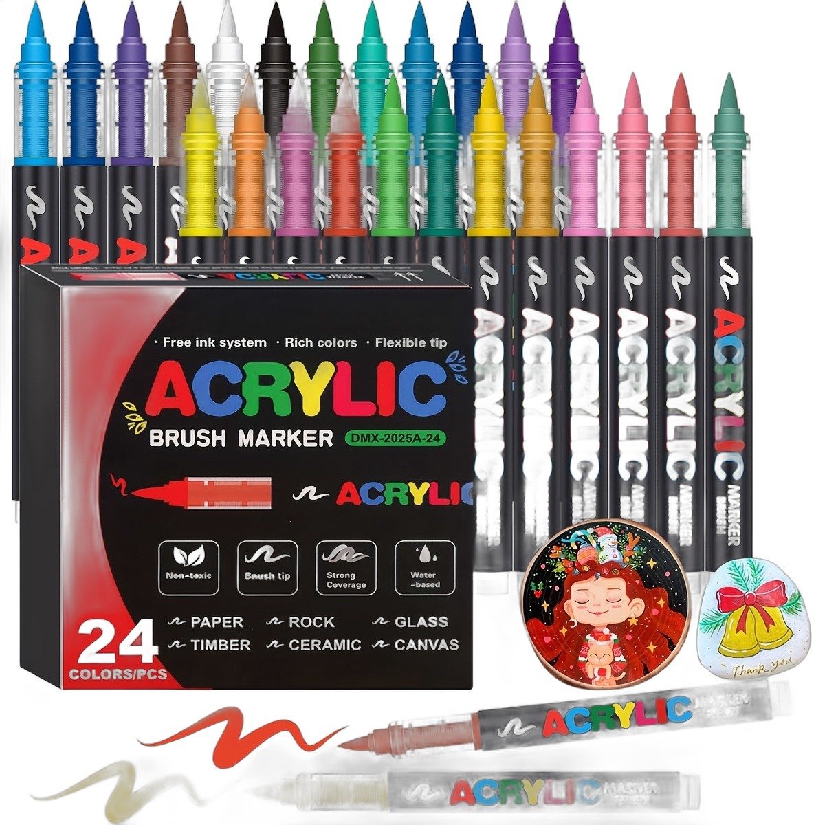 Currero Aquamarkers - Twinmarkers - Brushpennen - Stiften - Markeerstiften Op Waterbasis - Dual Tip - Tekenen En Kleuren - 24 Kleuren