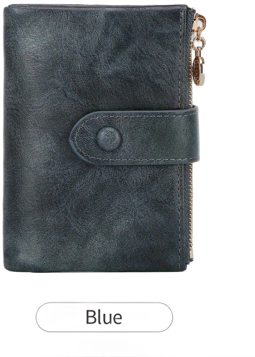 Currero Portomonee - Portemonnee Dames & Heren - RFID Anti Skim - Pasjeshouder - Klein Model - Met Rits - Kunstleer - Blauw