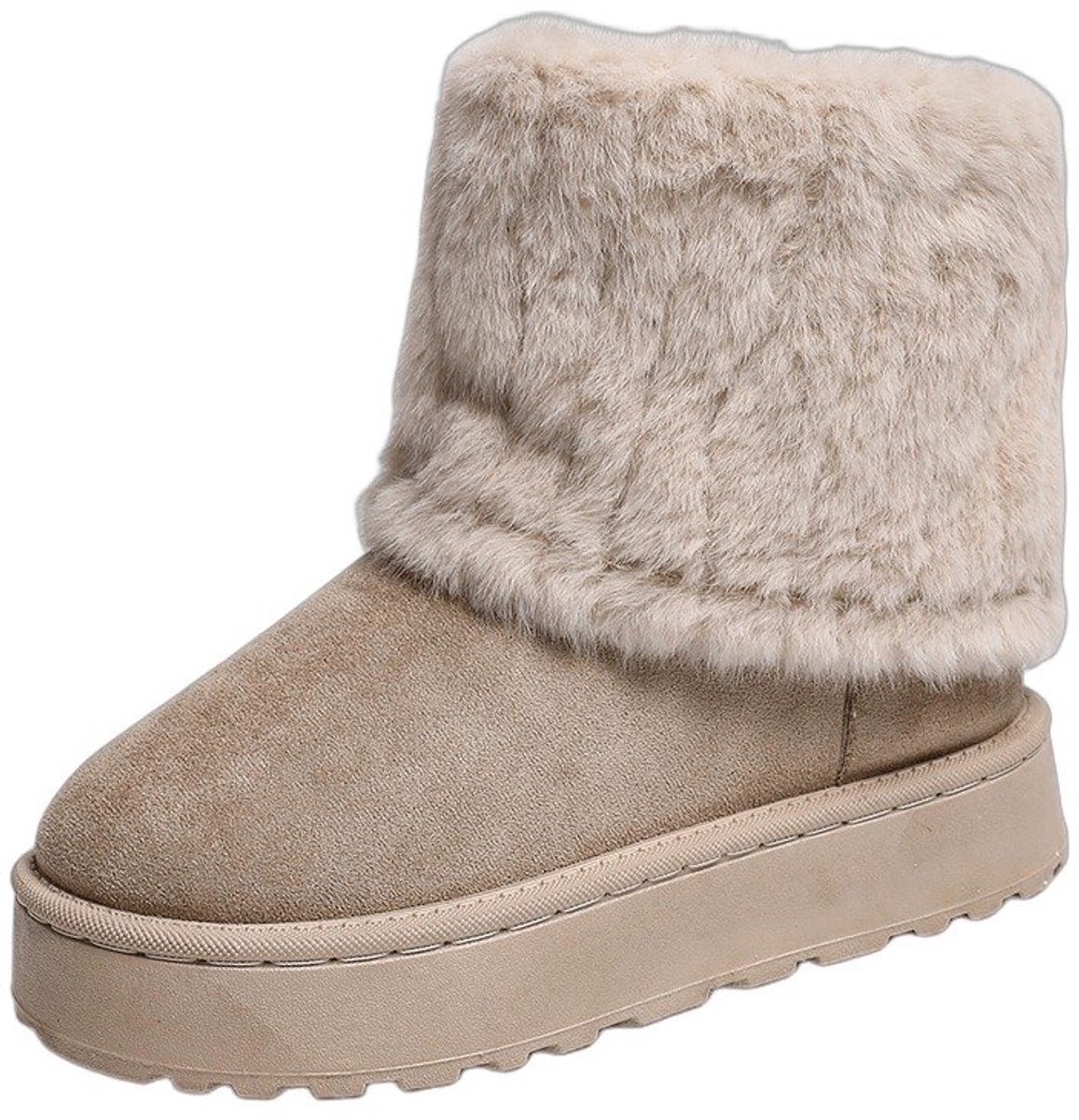 Currero Snowboots Dames Sneeuwlaarzen Dames Winterlaarzen Gevoerde Winterschoenen Waterdicht Antislip Zool Warm Gevoerd Wandellaarzen Winter Beige