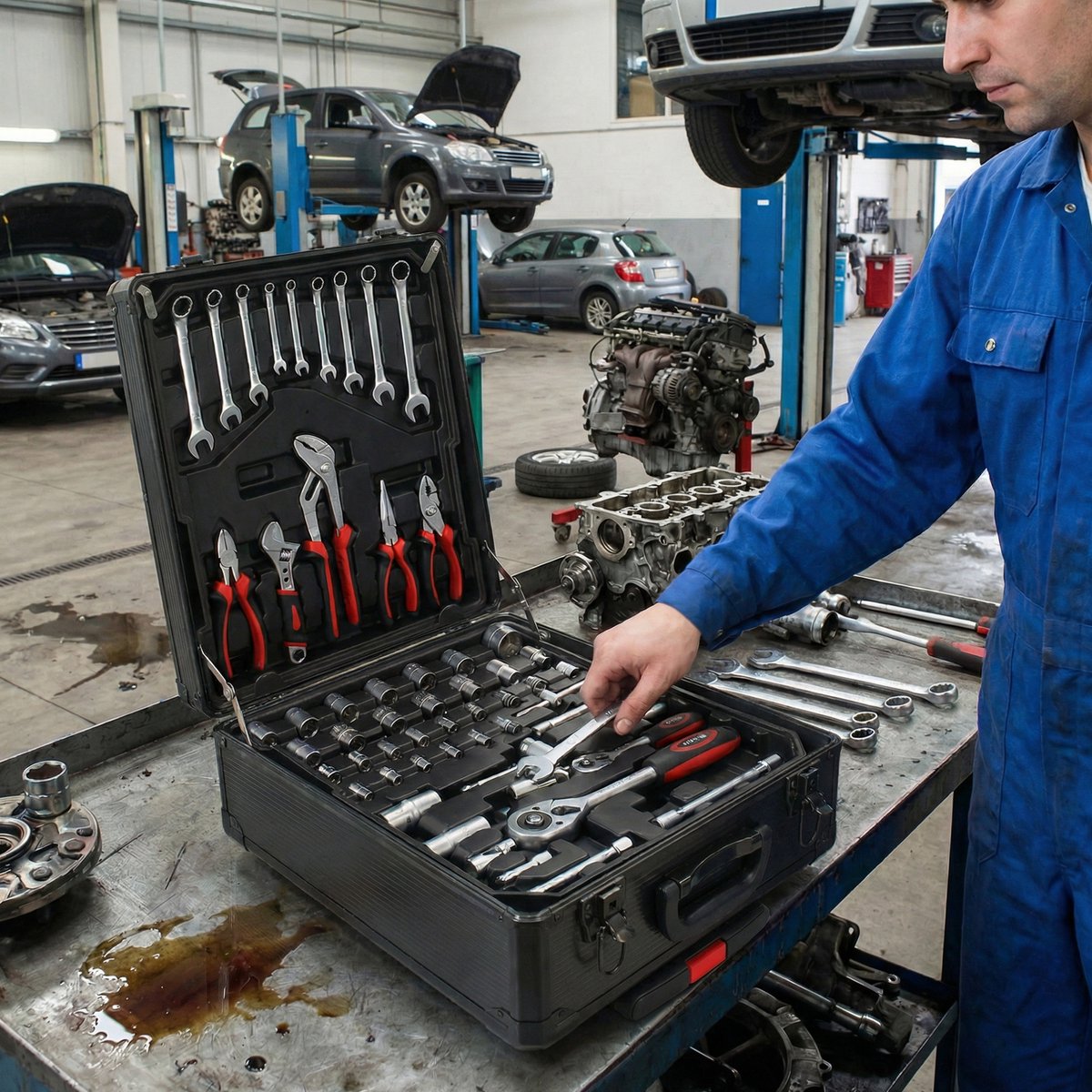 MODFU-Gereedschapskoffer-Gereedschapset-4 Lades-Wielen-Zwart-Aluminium-Kunststof
