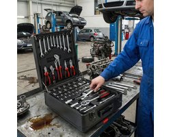 MODFU-Gereedschapskoffer-Gereedschapset-4 Lades-Wielen-Zwart-Aluminium-Kunststof