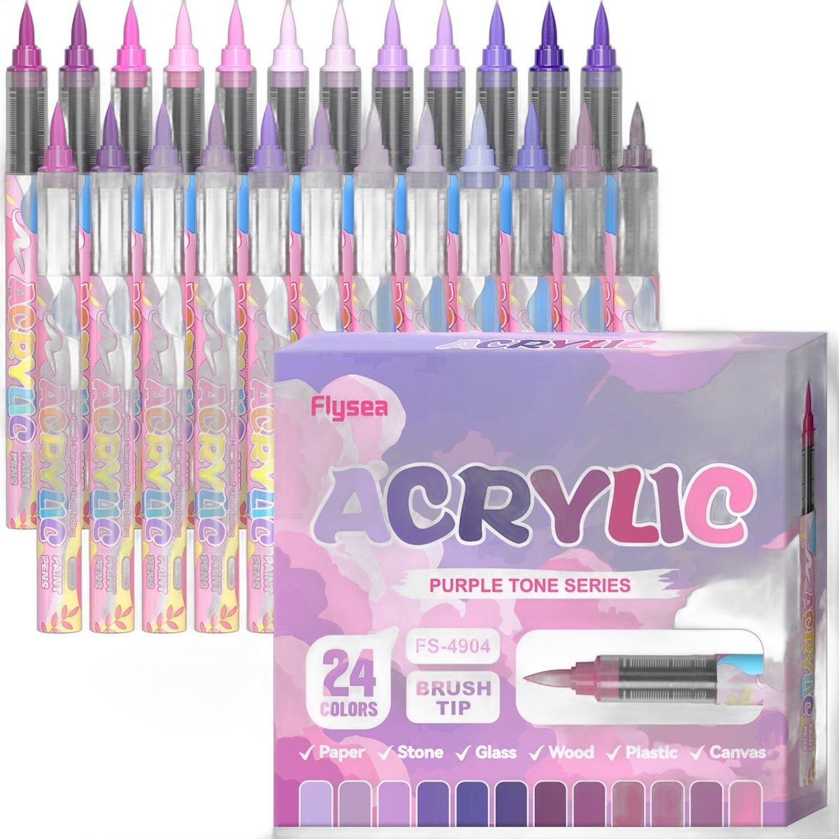 Currero Aquamarkers - Twinmarkers - Brushpennen - Stiften - Markeerstiften Op Waterbasis - Dual Tip - Tekenen En Kleuren - Paars 24st