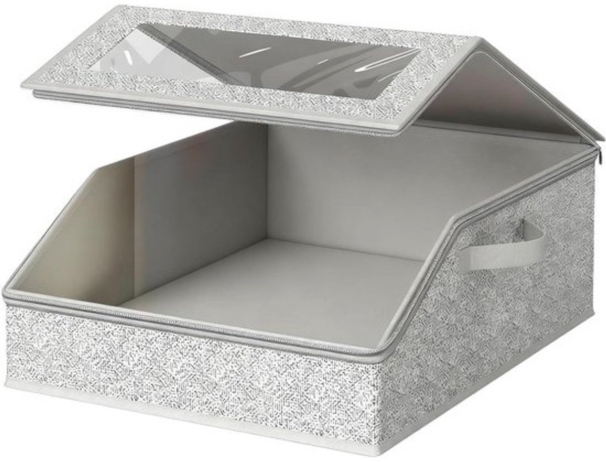 Hoedendoos Opslag - Hoedencontainer Accessoire Opberger - Kleding Organiseren - Doorzichtig Venster - 41x41x12 cm - Grijs