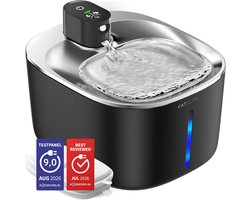Cat Elite® - Premium Drinkfontein Kat | Stream - Draadloos - Waterdispenser met Sensor en Accu - Incl. 2 Filters - 4L Waterfontein Kat - Kattenfontein - Fluisterstil - RVS Zwart