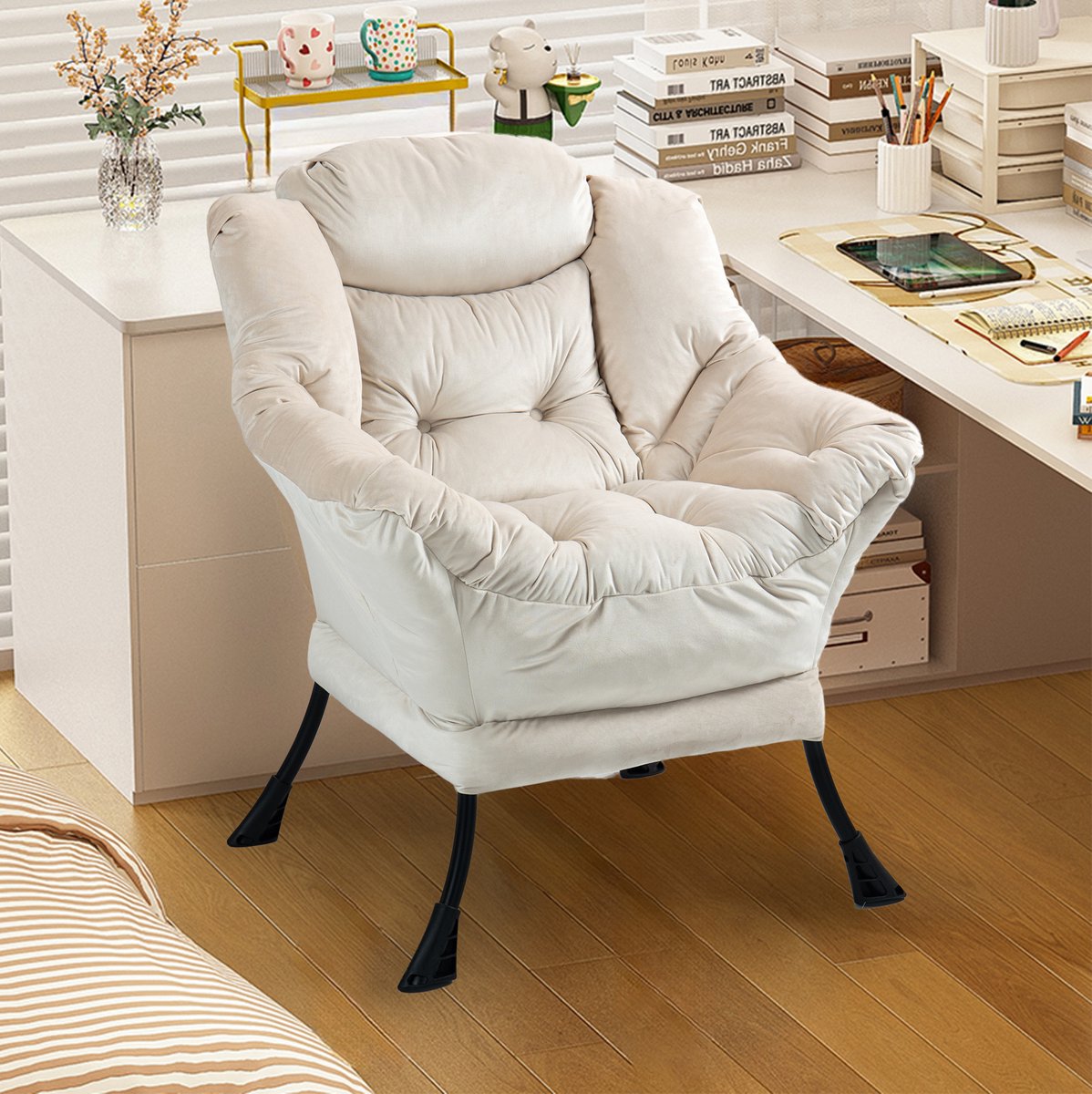 MODFU Fauteuil - Relaxfauteuil - Met Armleuningen - Stof - Khaki