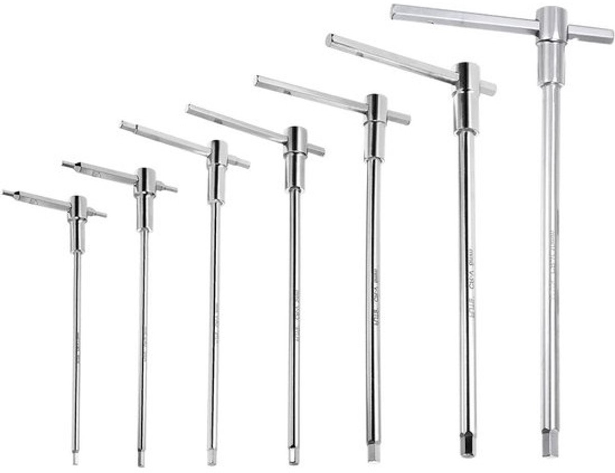 Inbussleutel Set - T-greep Sleutel - Huisreparatie - 3-weg Glijhuls - 25 mm - 10 mm - Chroom