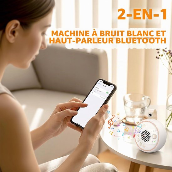 Witruismachine - Baby Geluidsmachine - 22 Kalmerende Geluiden - 60 Volumeniveaus - 2000mAh Batterij - Bluetooth Luidspreker - Draagbare Witruis - voor Kinderen en Volwassenen — afbeelding 3