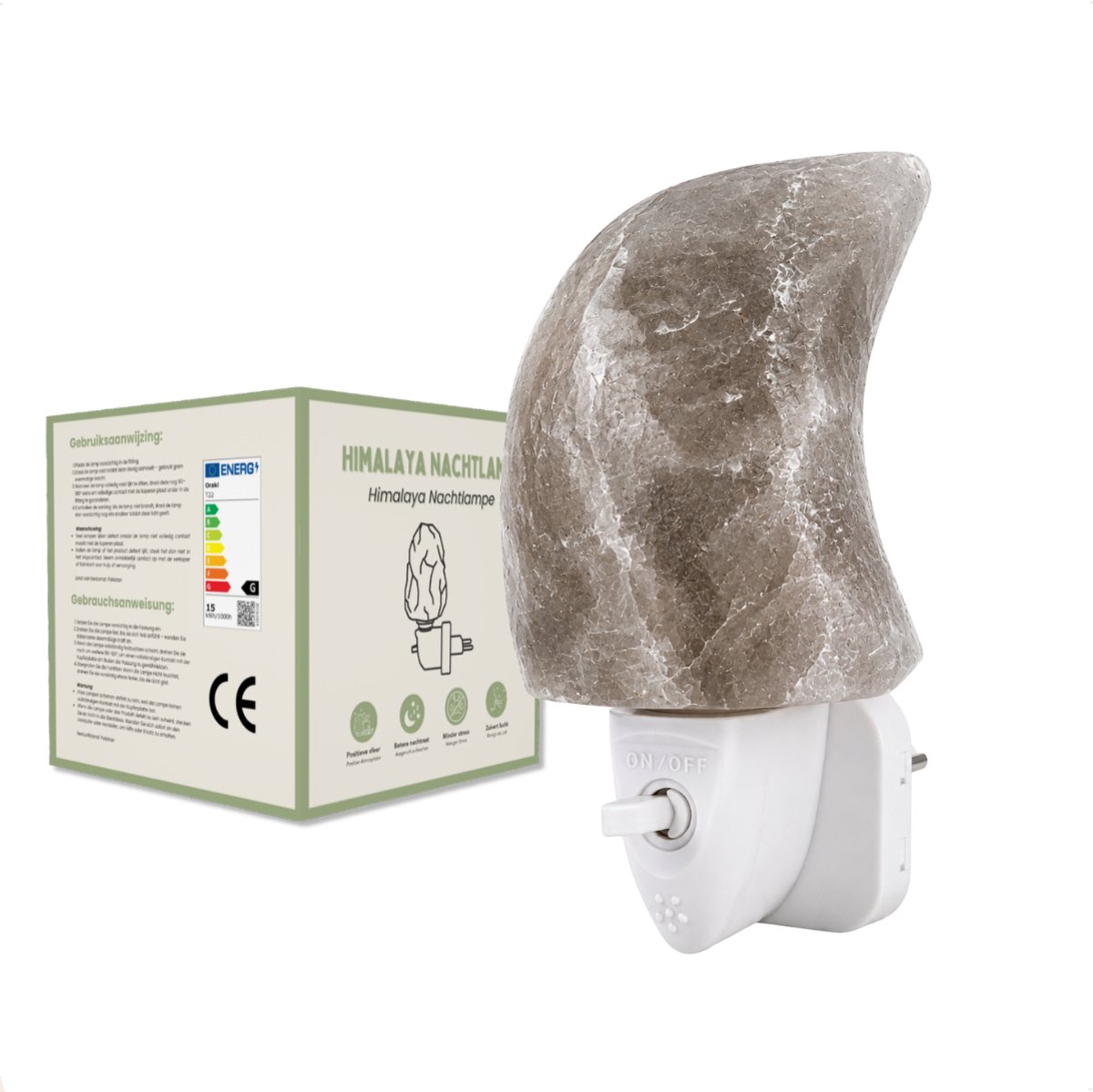 Himalaya Nachtlampje Selene – 1 KG en ca. 14 cm - Zoutlamp - Wandlamp - Echt & Puur Himalayazout