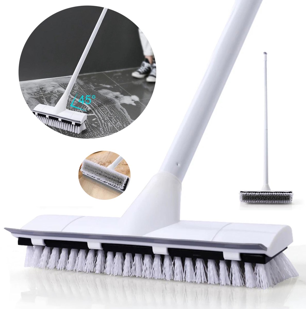 Vloerschrobborstel, Ergonomische Handgreep, 2-In-1 Schraapborstel, Verwijdert Gemakkelijk Watervlekken.
