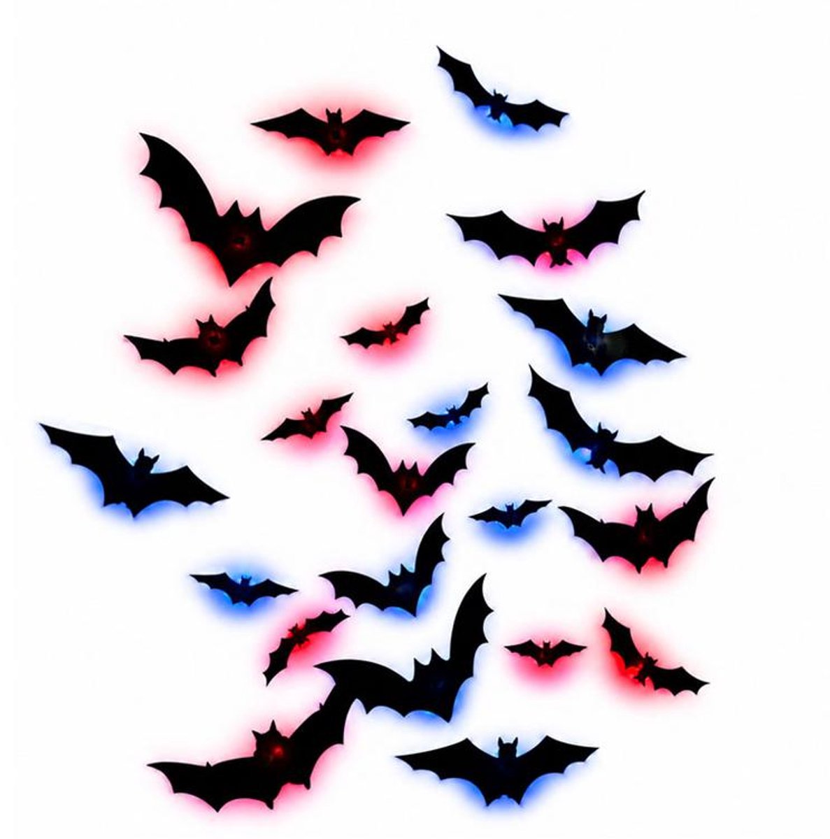 KZQ 12 stuks LED-lichtgevende vleermuizen – Halloween decoratie - 3D-muurstickers in de vorm van vleermuizen – Halloween verlichting