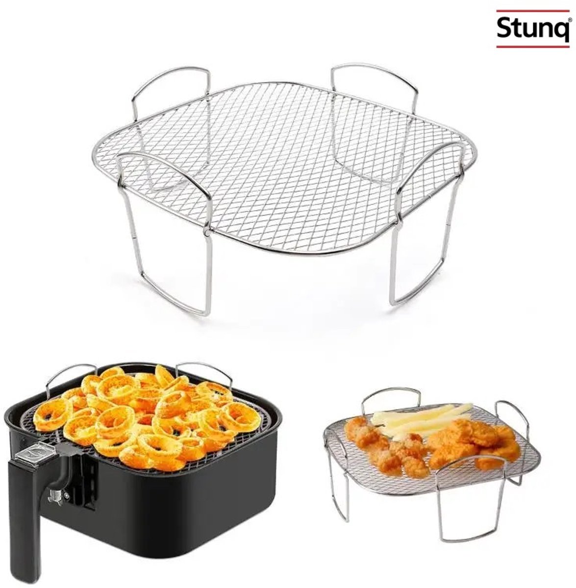 Stunq® Multifunctioneel Braadrek voor Airfryer - Roestvrijstalen Accessoire