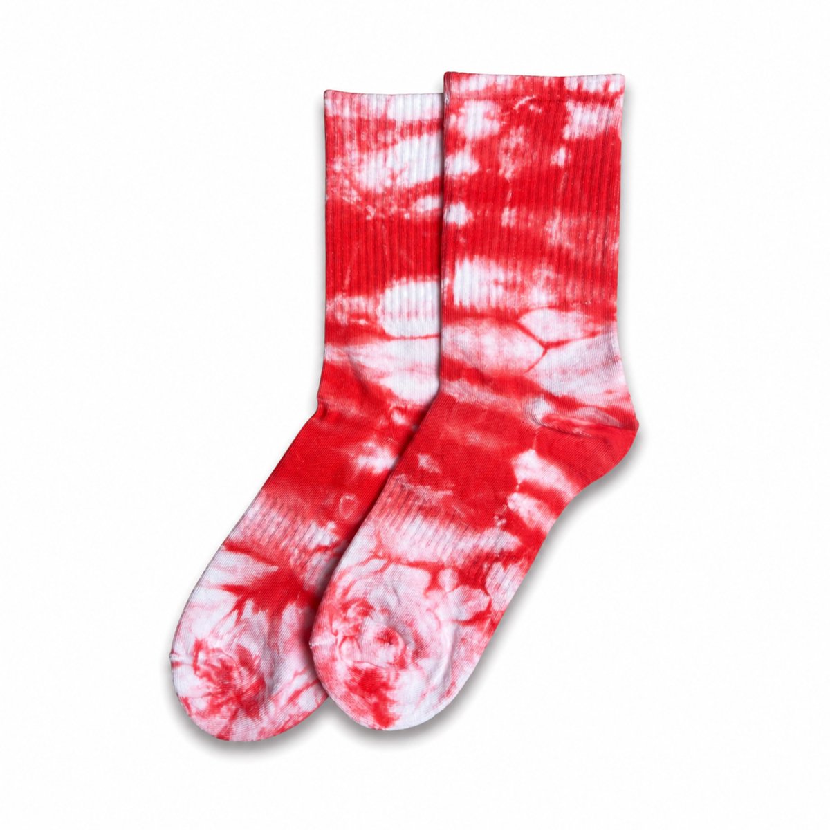 MoodLux Tie-Dye Crew Sokken - Katoen - Batik Print - 2 Paar - Rood - Maat 36-39