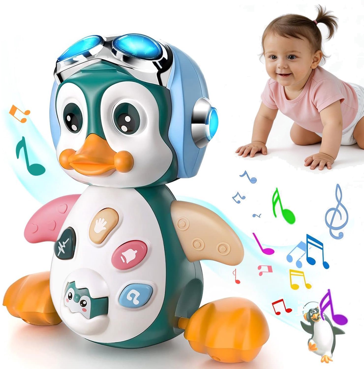 Pinguïnspeelgoed Voor 'tummy Time' - Muzikaal En Oplichtend Sensorisch Kruipspeelgoed Voor Baby's - Kruipende Pinguïn-Babyspeelgoed