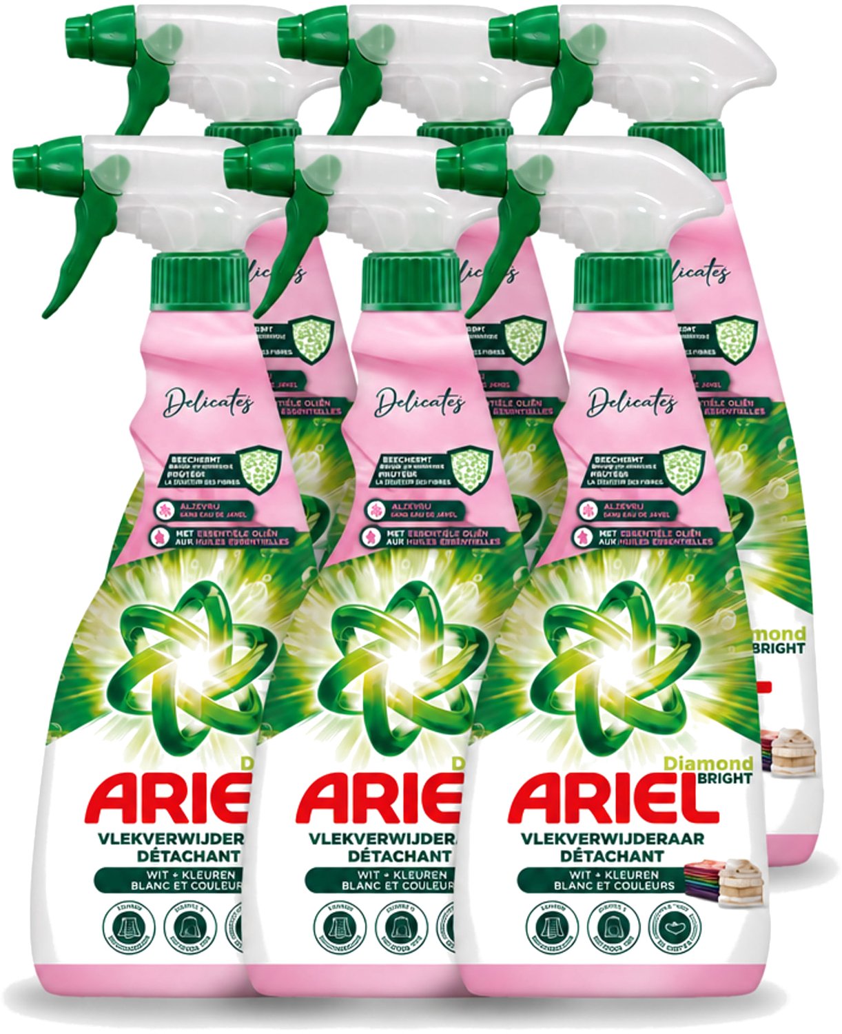 6 x Ariel - Vlekkenverwijderaar - Delicate & Wool Spray - 750 ml - Voordeelverpakking - 6 stuks