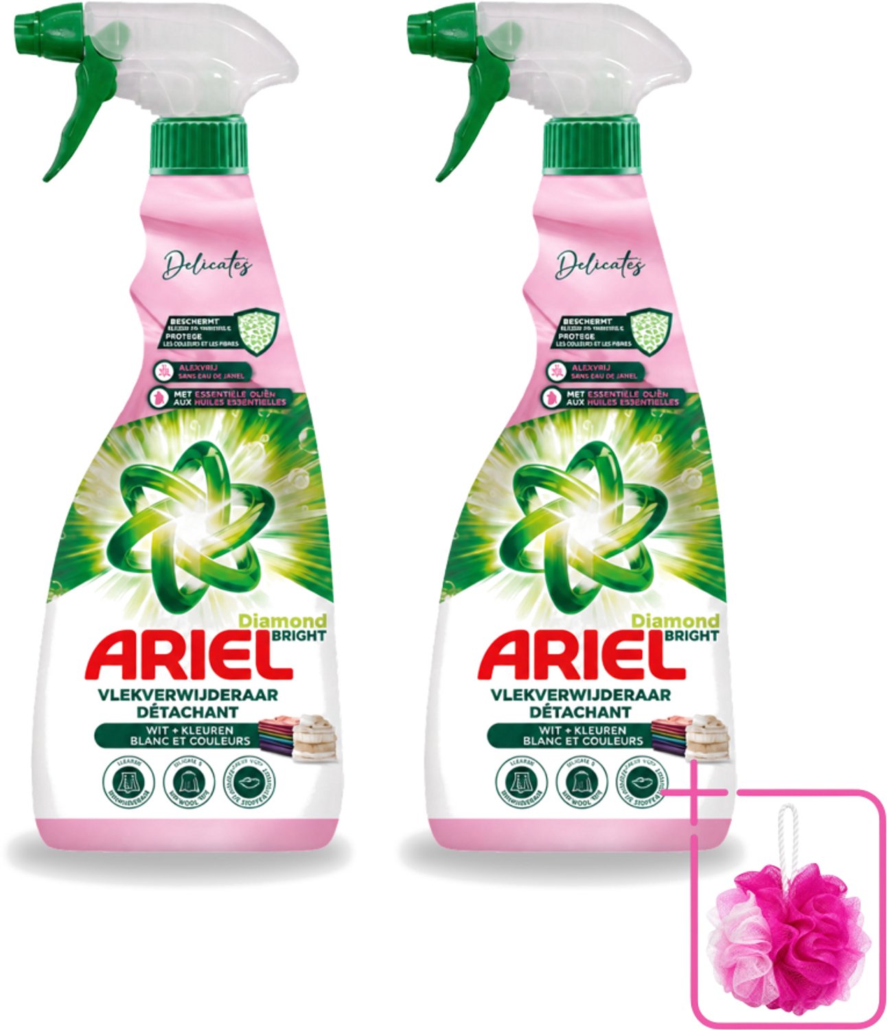 2 x Ariel - Vlekkenverwijderaar - Delicate & Wool Spray - 750 ml - Bulkverpakking - Vlekken verwijderen - Douchemop - Delicate stoffen reinigen