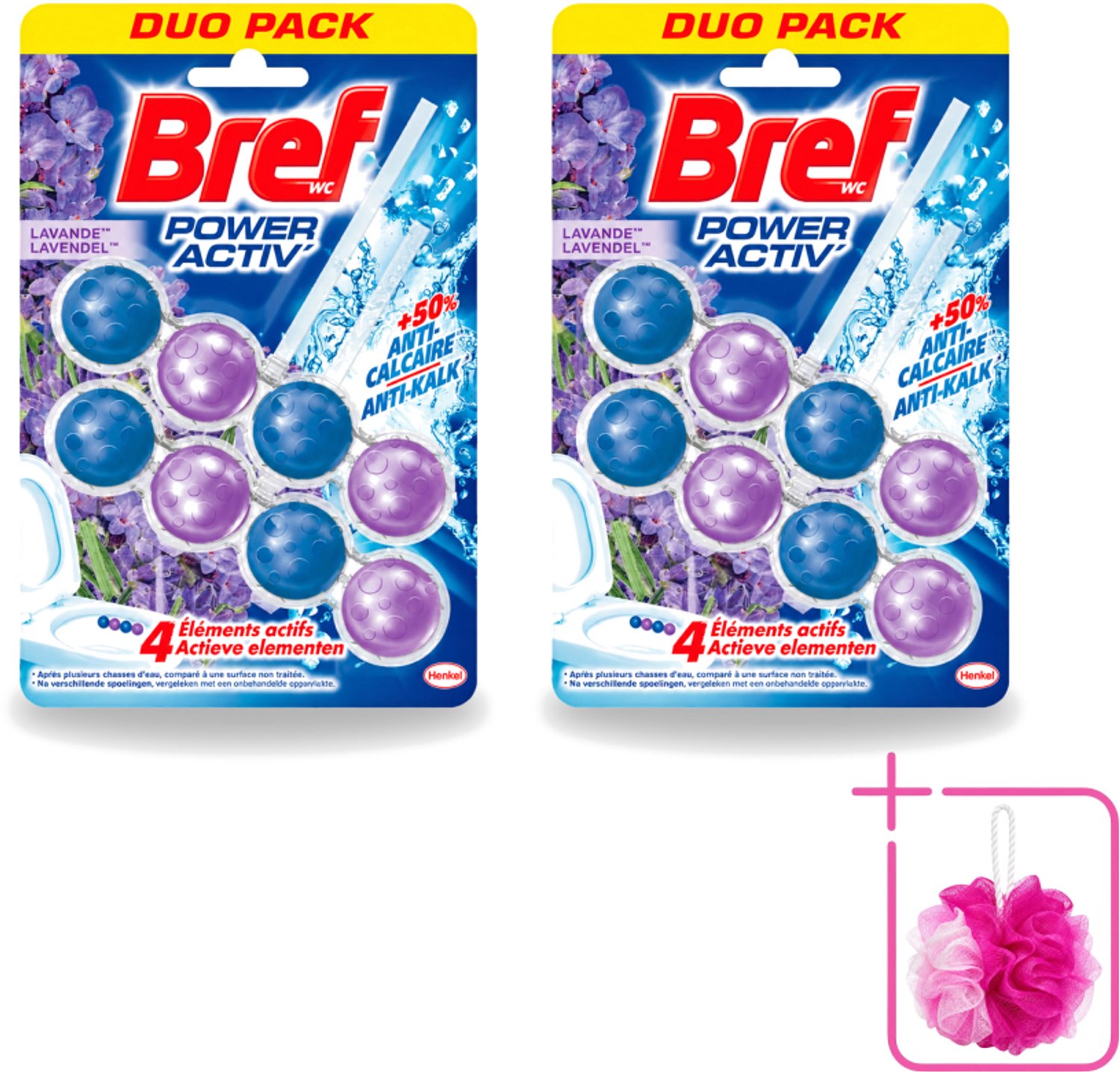 2 x Bref - Toiletblok - Lavender - Bulkverpakking - Toiletblok lavender - Douchemop - Reiniging toilet