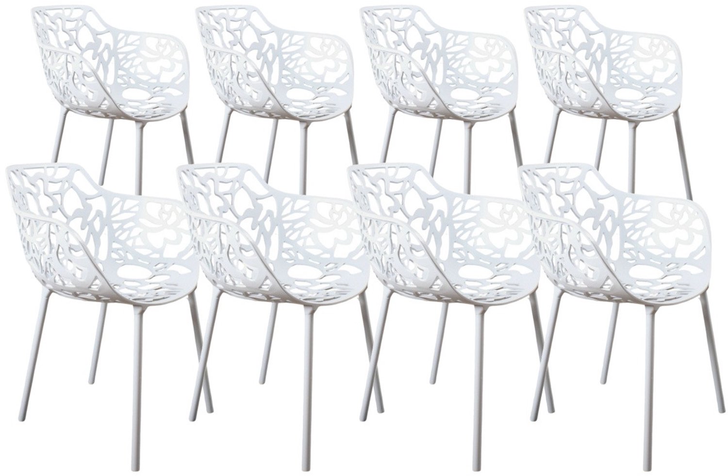 DS4U - - Cast eetkamerstoel - Set van 8 - Wit - Aluminium - Met armleuning