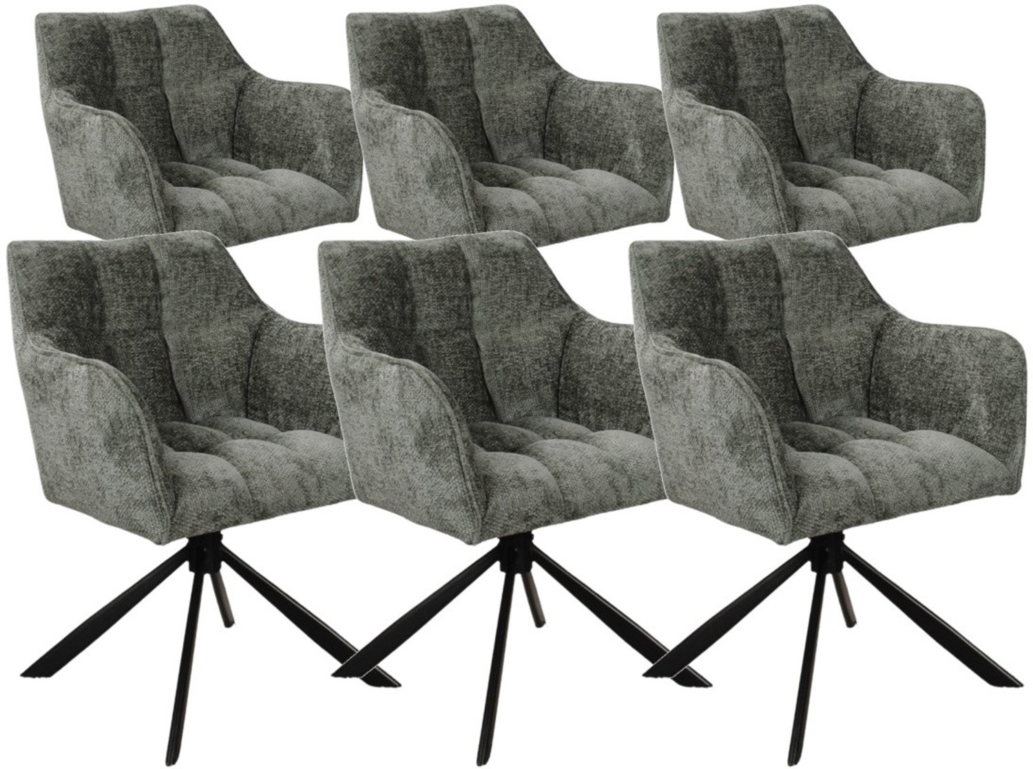 DS4U - - Puck armstoel met terugdraaifunctie - Set van 6 - Groen - Stof