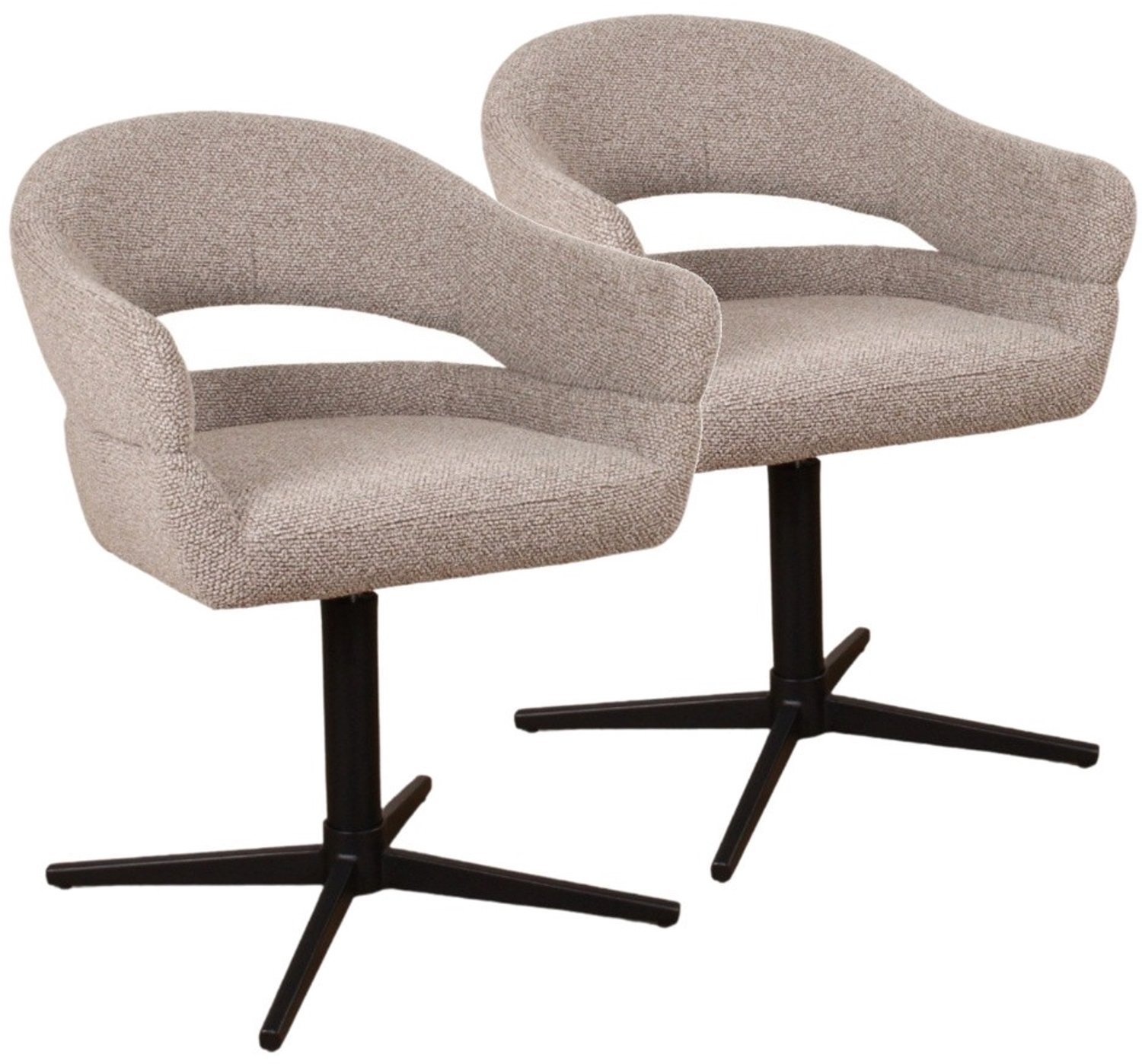 DS4U - - Mila armstoel met terugdraaifunctie - Set van 2 - Taupe - Stof
