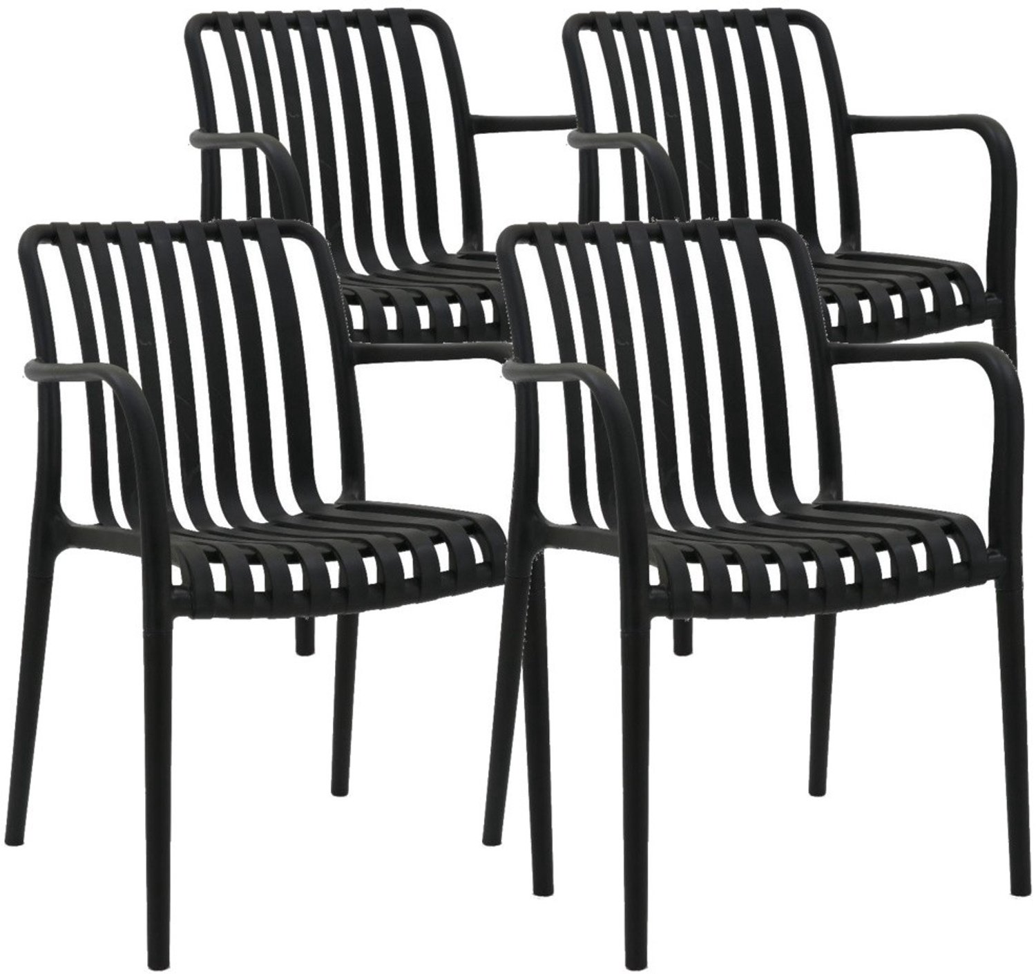 DS4U - - Max tuinstoel - Set van 4 - Zwart - Kunststof - Met armleuning