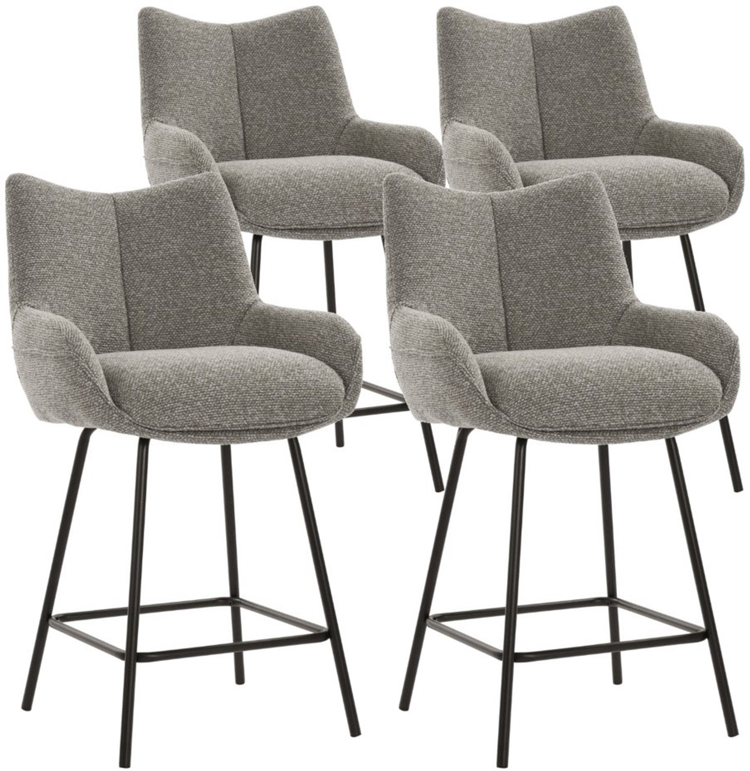 DS4U - - Ivan barkruk 65 cm - Set van 4 - Taupe - Stof - Met armleuning