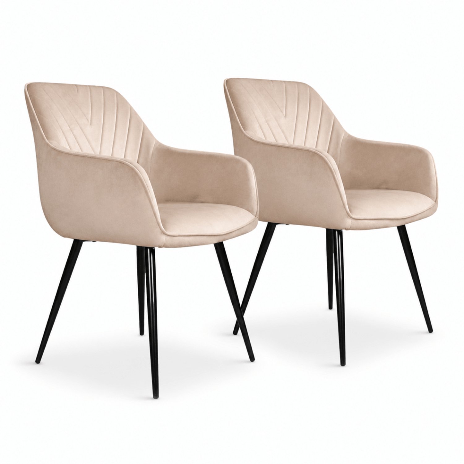 DS4U Gaby eetkamerstoel - Set van 2 - Champagne - Velvet - Armleuningen