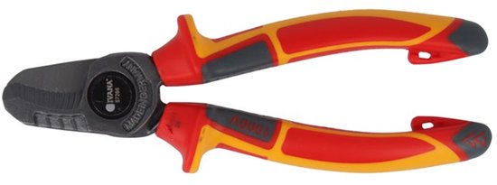 Ivana 1000V VDE-kabelschaar met zwarte bek en ergonomische rood-gele handvatten.