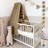 LILIMAUS Klamboe voor ledikant met gouden details - hemeltje babybed - mousseline katoen - 140 cm - donkerbeige