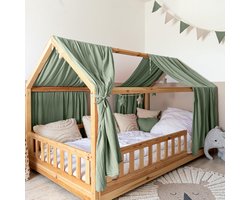 LILIMAUS Huisbed hemeltje - bedhemel voor huisbed - 67,5 x 320 cm - mousseline katoen - groen