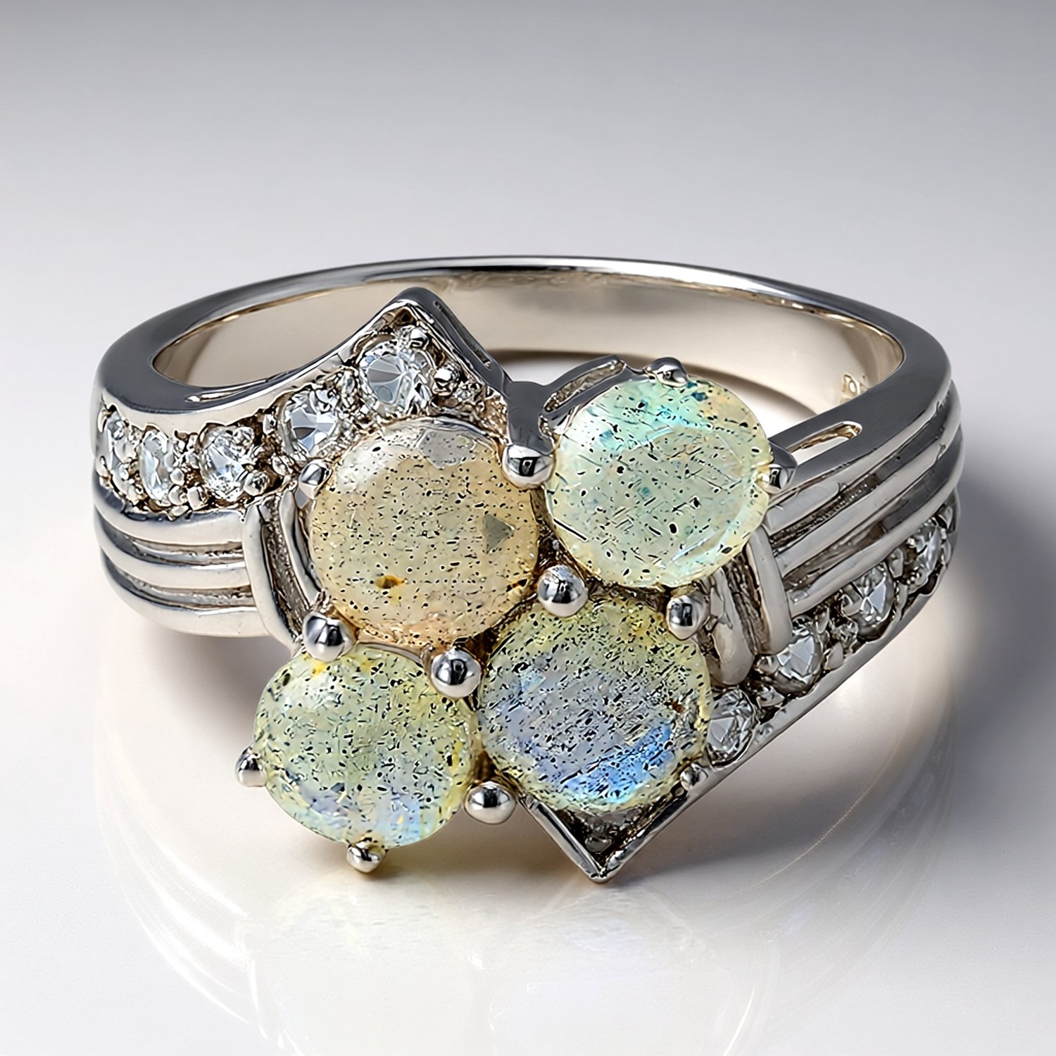 Cavill - Zilveren ring met 1,86 ct rondgeslepen spectroliet en 0,276 ct witte topaas - 925 sterling zilver - elegante damesring modern design
