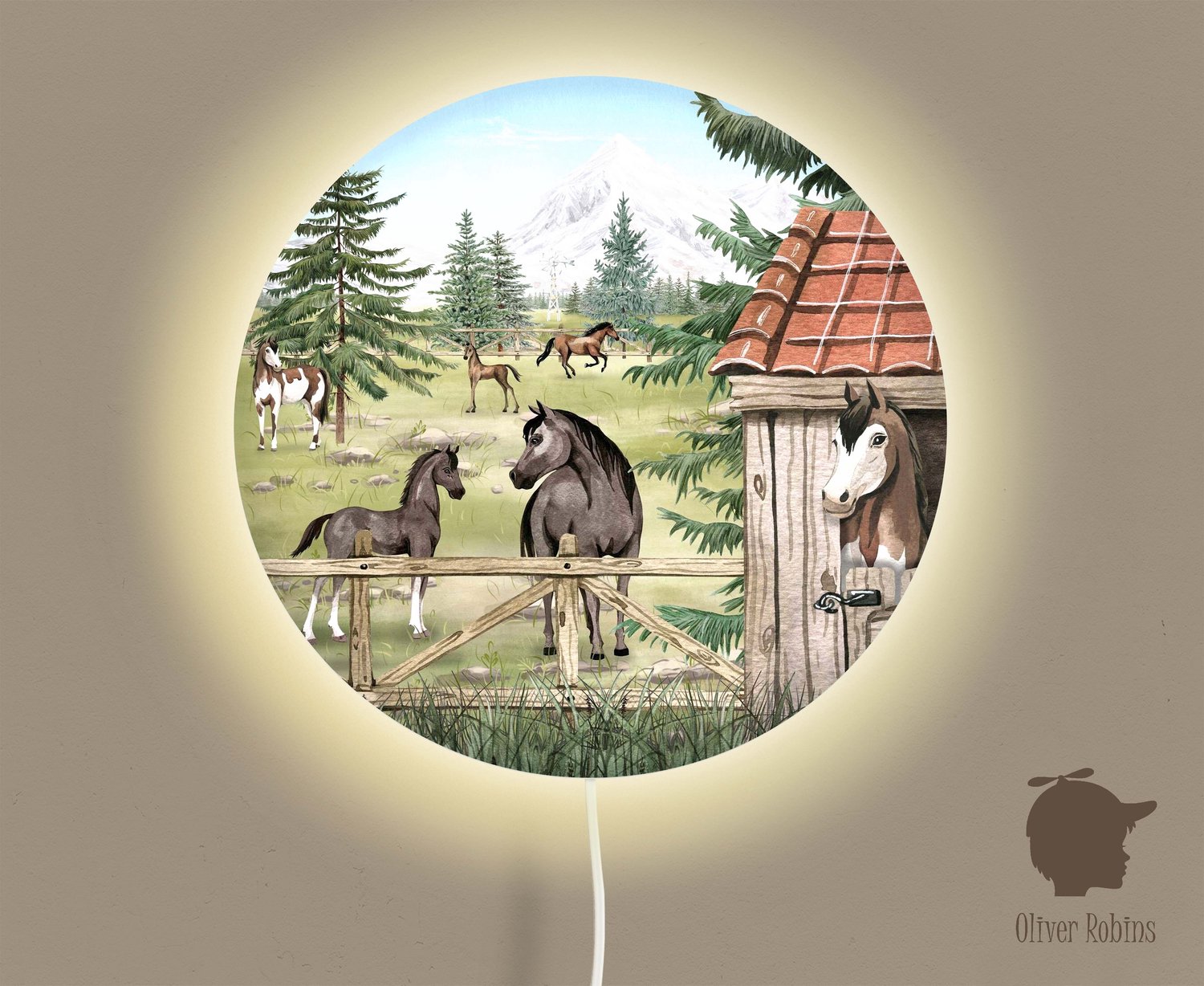 Wandlamp Horse Heaven Oliver Robins-sfeerverlichting-kinderkamer-paarden-wandlamp-verlichting-nachtlamp