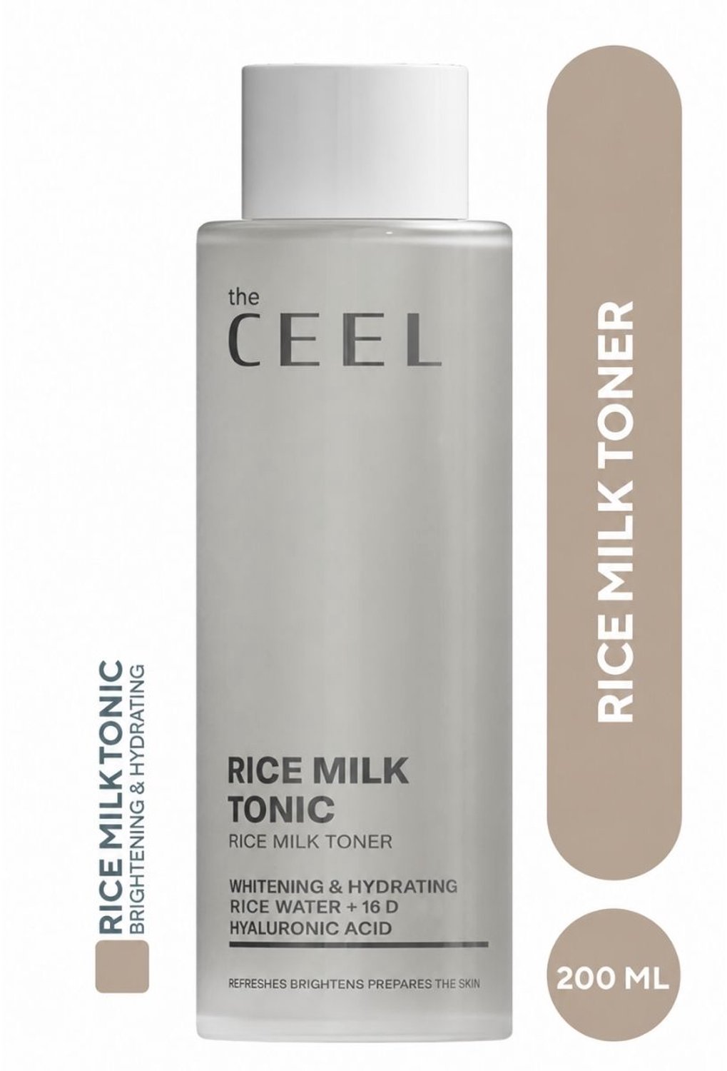 THE CEEL Rice Milk Tonic - Gezichtstoner met rijstwater, 16D hyaluronzuur & niacinamide - Hydraterende en verhelderende tonic 200 ml