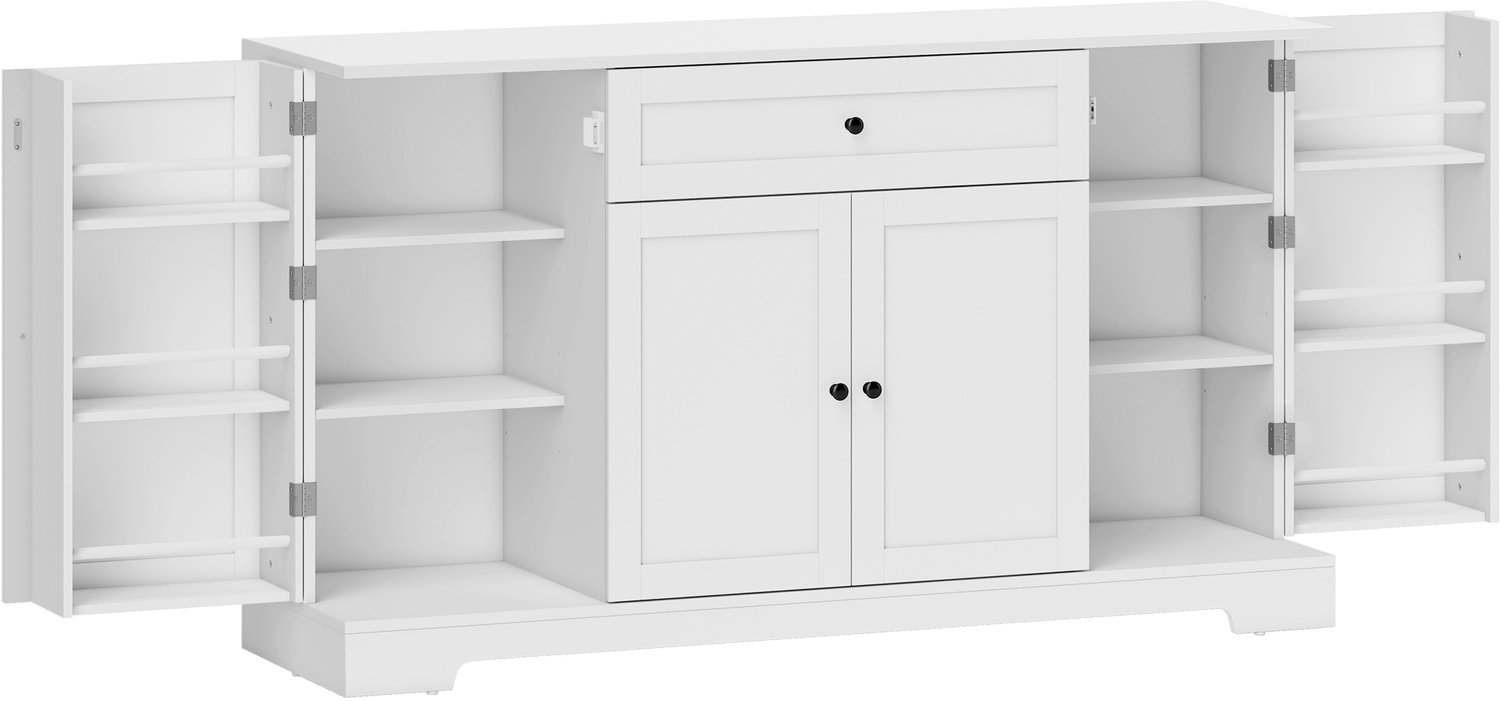 SONNENH Buffetkast met 4 softclose-deuren, lade en deurrekken - 140 x 40 x 80 cm - Wit