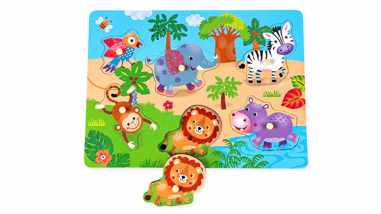 RS.PLAYWOOD - Geluidenpuzzel - Safari - puzzel met geluid wilde dieren