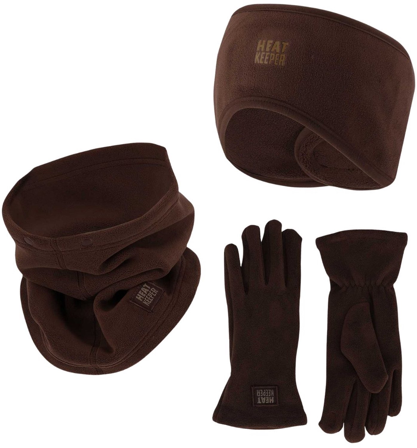 Heatkeeper Dames Winter Thermo Set - Fleece - Hoofdband + Handschoenen + Nekwarmer - Bruin - One Size