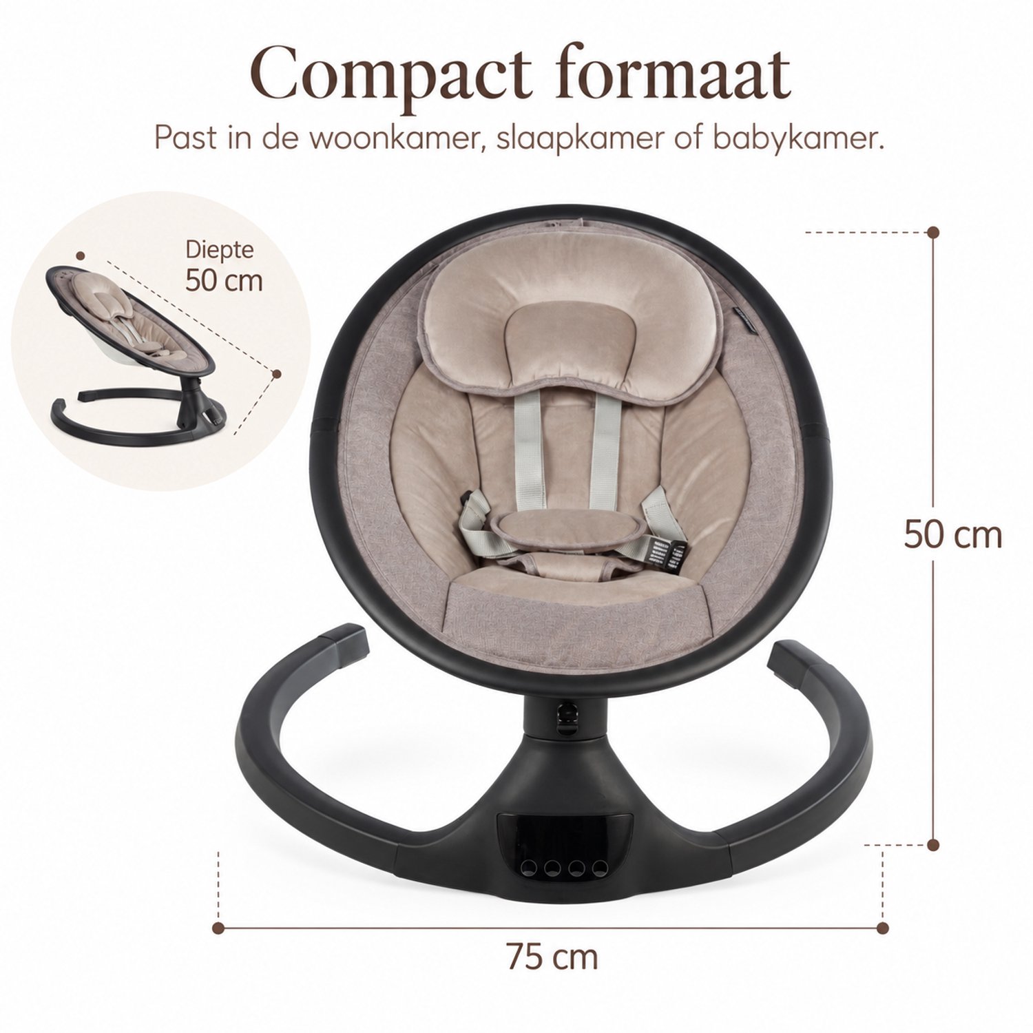 X Adventure Rocco Elektrische Wipstoel – Baby swing - Elektrische Babyschommel - Bluetooth & Afstandsbediening - Sienna thumbnail 2