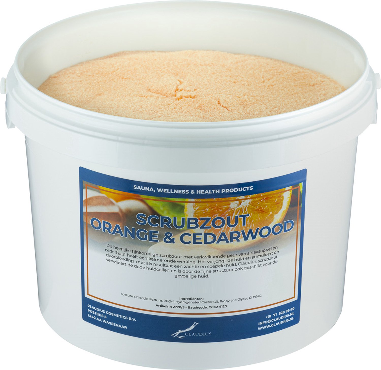 Claudius Scrubzout Sweet Orange & Cedarwood - 20 KG - Hydraterende Lichaamsscrub - Body Scrub