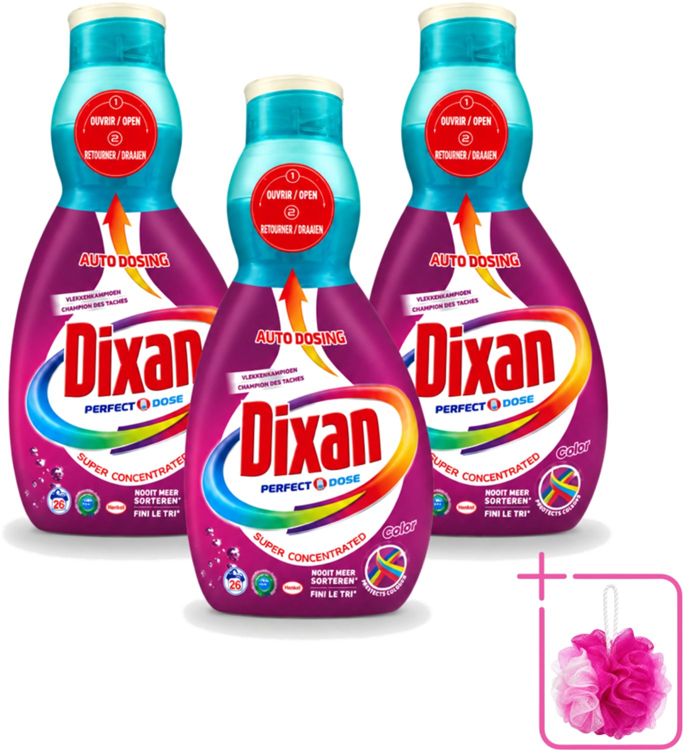 3 x Dixan Perfect Dose - Vlekkenkampioen - Extreme Power - Gekleurde Was - 26 Wasbeurten - Bulkverpakking - Gekleurde was - Douchemop - Vlekkenverwijdering