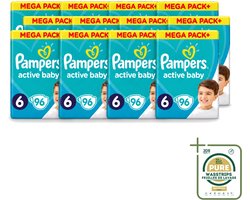 12 x Pampers - Active Baby - Luiers - Maat 6 (13-18 kg) - Extra Groot - 96 Luiers - Wasstrips - Luiers Voor Baby - Droge Luiers - Beschermende Luiers - Actieve Luiers - Superabsorberende Luiers