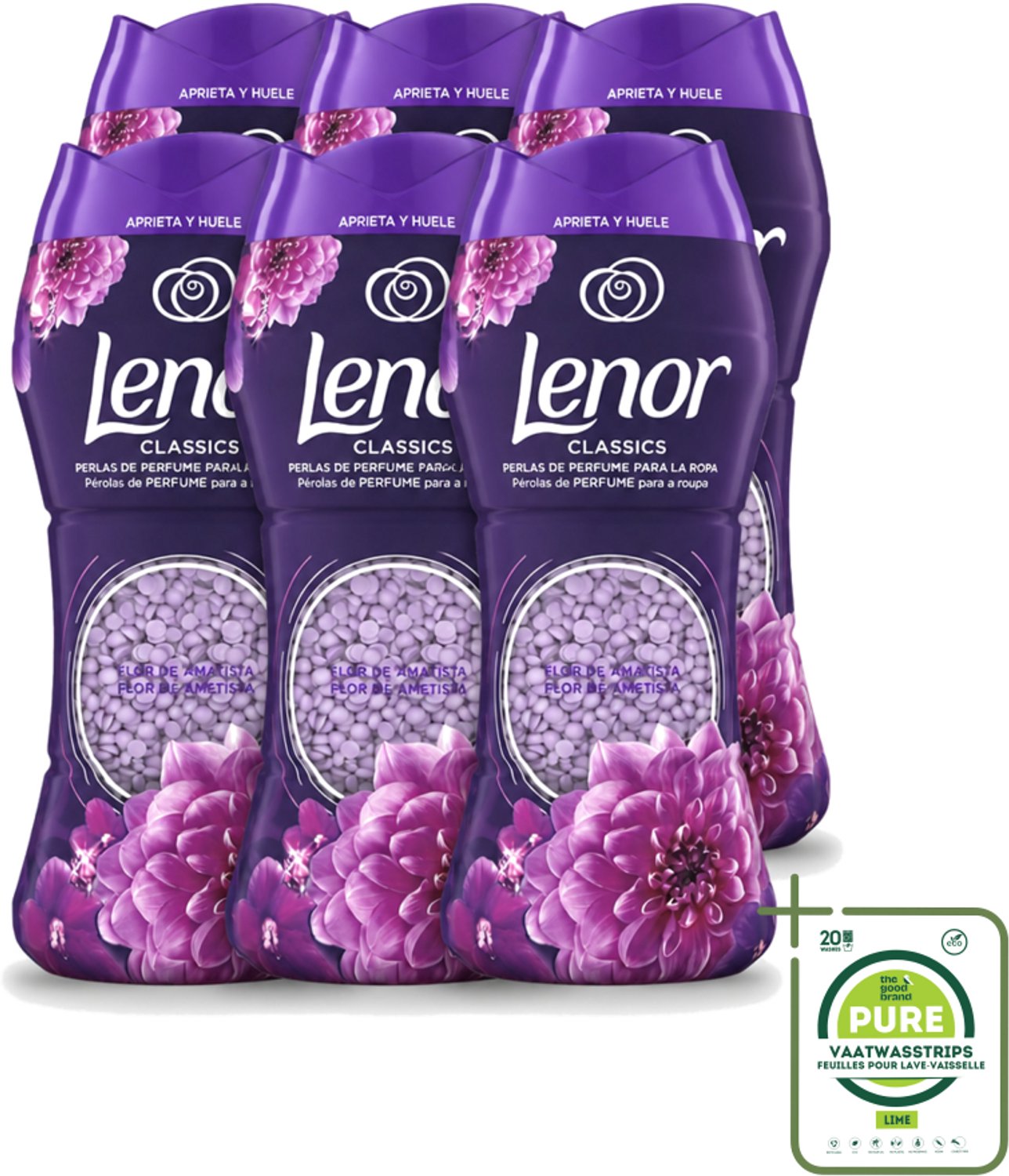 6 x Lenor Unstoppables – Geurbooster – Amethyst – 210 g - Grootverpakking - Vaatwasstrips - Geurbooster Was - Wasgeur - Wasgeur Intens - Wasgeur Langdurig - Wasgeur Amethyst