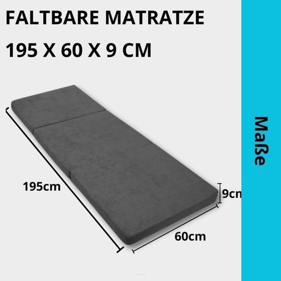 Opvouwbare matras voor gasten - Bed dat opgevouwen kan worden - Voor logeerpartijen en reizen - Orthopedisch schuim - 195x60x9cm - Bruin — afbeelding 3