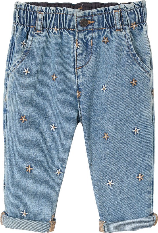 Mom jeans met borduursel voor babymeisjes stone