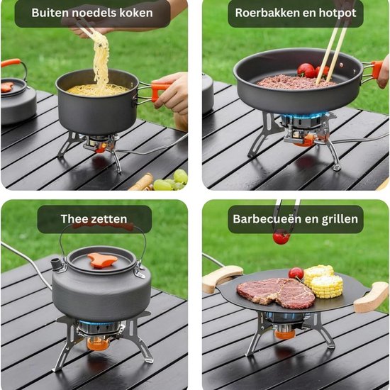 Zolvano® Wokbrander - Kookbrander - Wok Brander - Met Slang en Regelaar - Propaan/Gas - Voor Buiten – Camping Kooktoestel Wind Proof –Zilver met oranje — afbeelding 3
