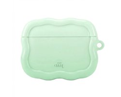 xoxo Wildhearts hoesje geschikt voor AirPods Pro 3 - Sage Sorbet - Ook als telefoonhoesje verkrijgbaar - Schokbestendige wavy case - Koptelefoonhoesje - Beschermhoes met golvend design - Groen
