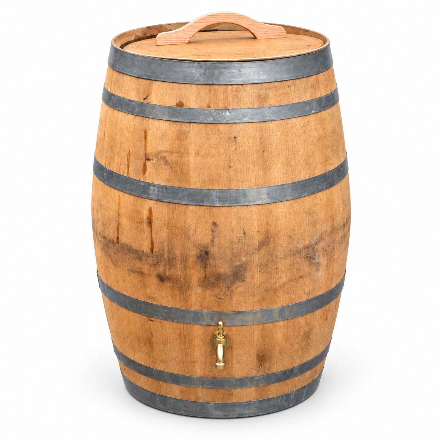 Houten regenton wijnvat 300 L - messing kraan - los deksel