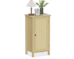 J&R Nachtkastje - Bijzettafel – Smal Opbergkastje met Deur en Verstelbare Plank – Naturel Houtlook – 40 × 30 × 76 cm