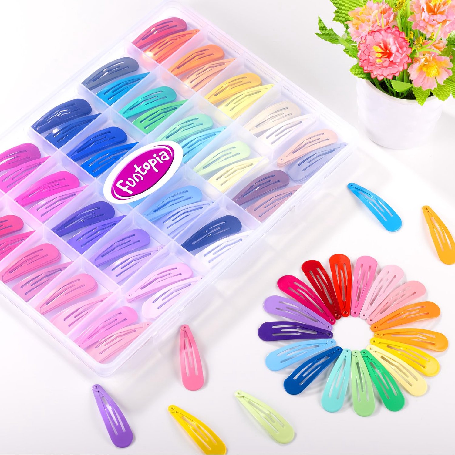 Haarspelden – Set van 150 Stuks Gekleurde Haarklemmetjes in 50 Verschillende Kleuren – Antislip Metalen Klikspeldjes voor Dames en Kinderen