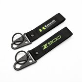 Porte-clés Moto Kawasaki - Double face : Ninja & Racing Team - Avec Mousqueton - Noir/Vert