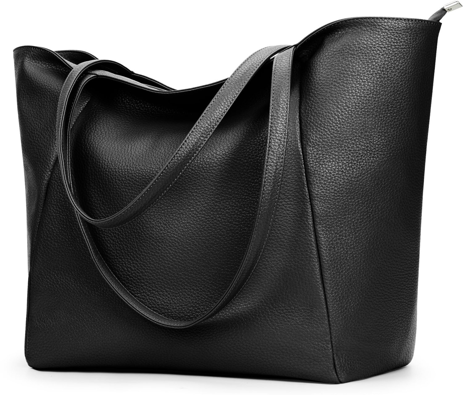 Shopper Dames – Grote PU Lederen Schoudertas met Rits – Ruime Handtas voor Werk, School en Dagelijks Gebruik